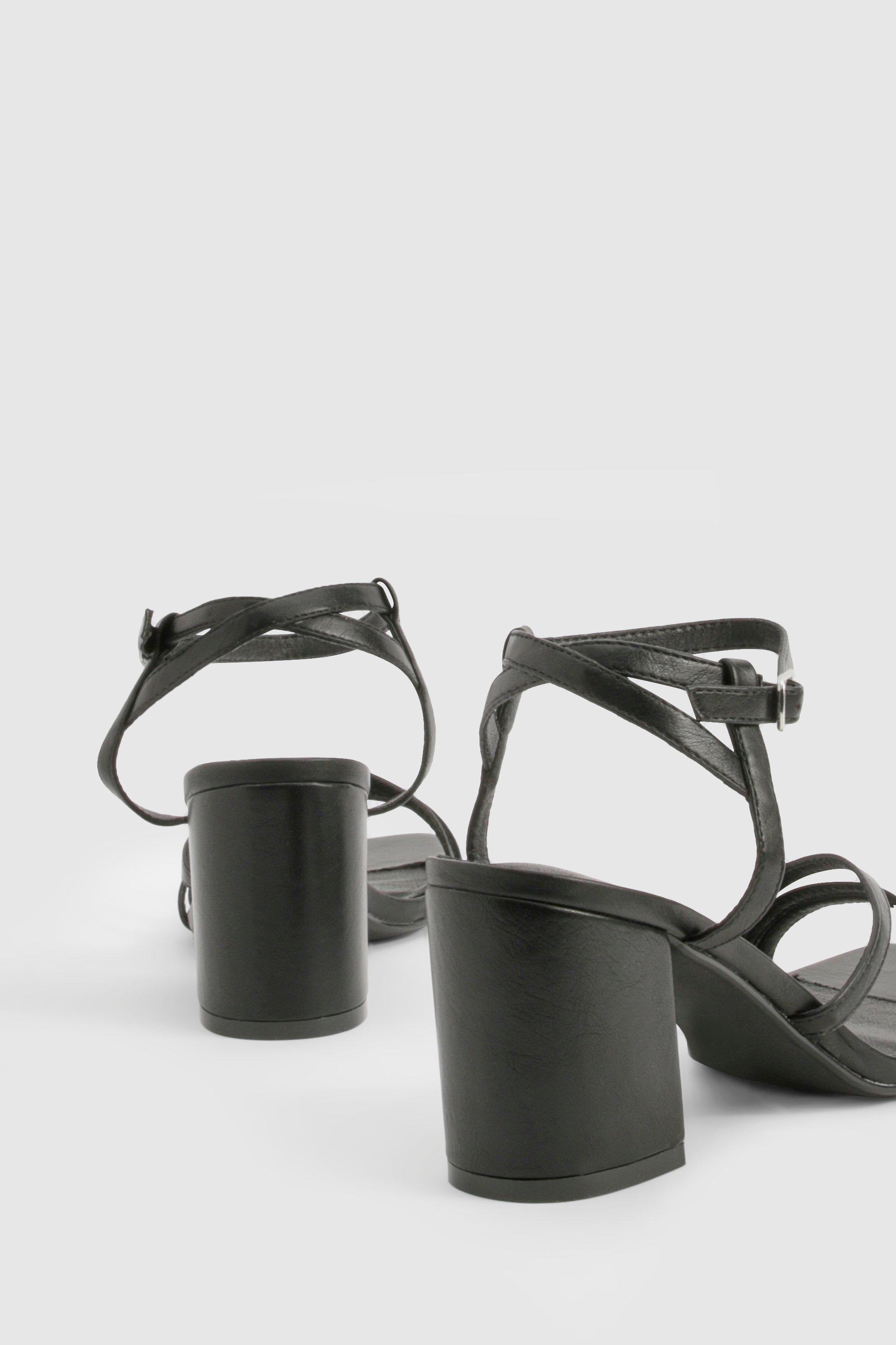 Asymmetric Strappy Detail Two Part Block Heels boohoo