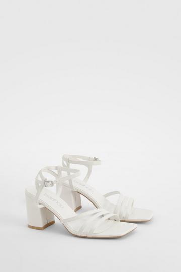 Asymmetric Strappy Detail Two Part Block Heels white