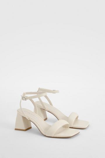 White Padded Strappy Two Part Heels