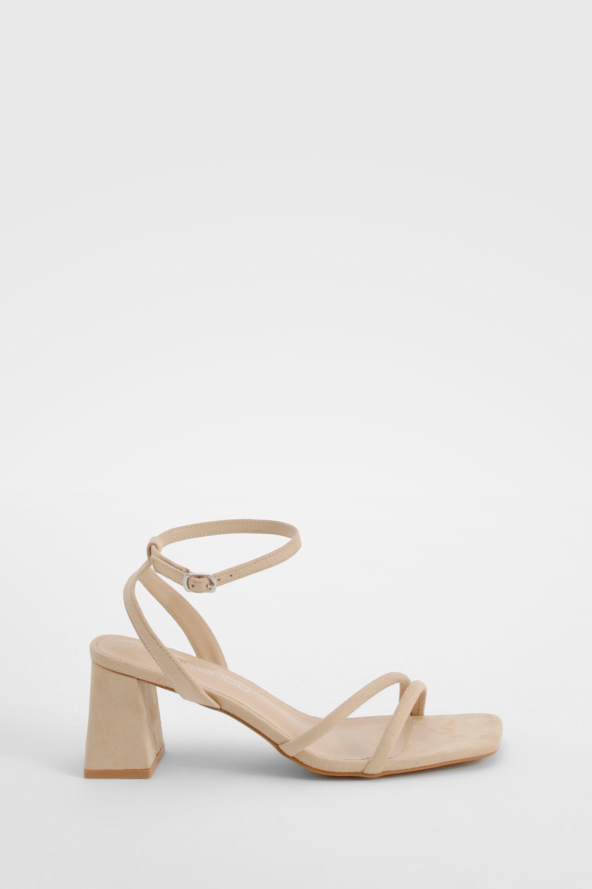 Double Strap Asymmetric Low Block Heel