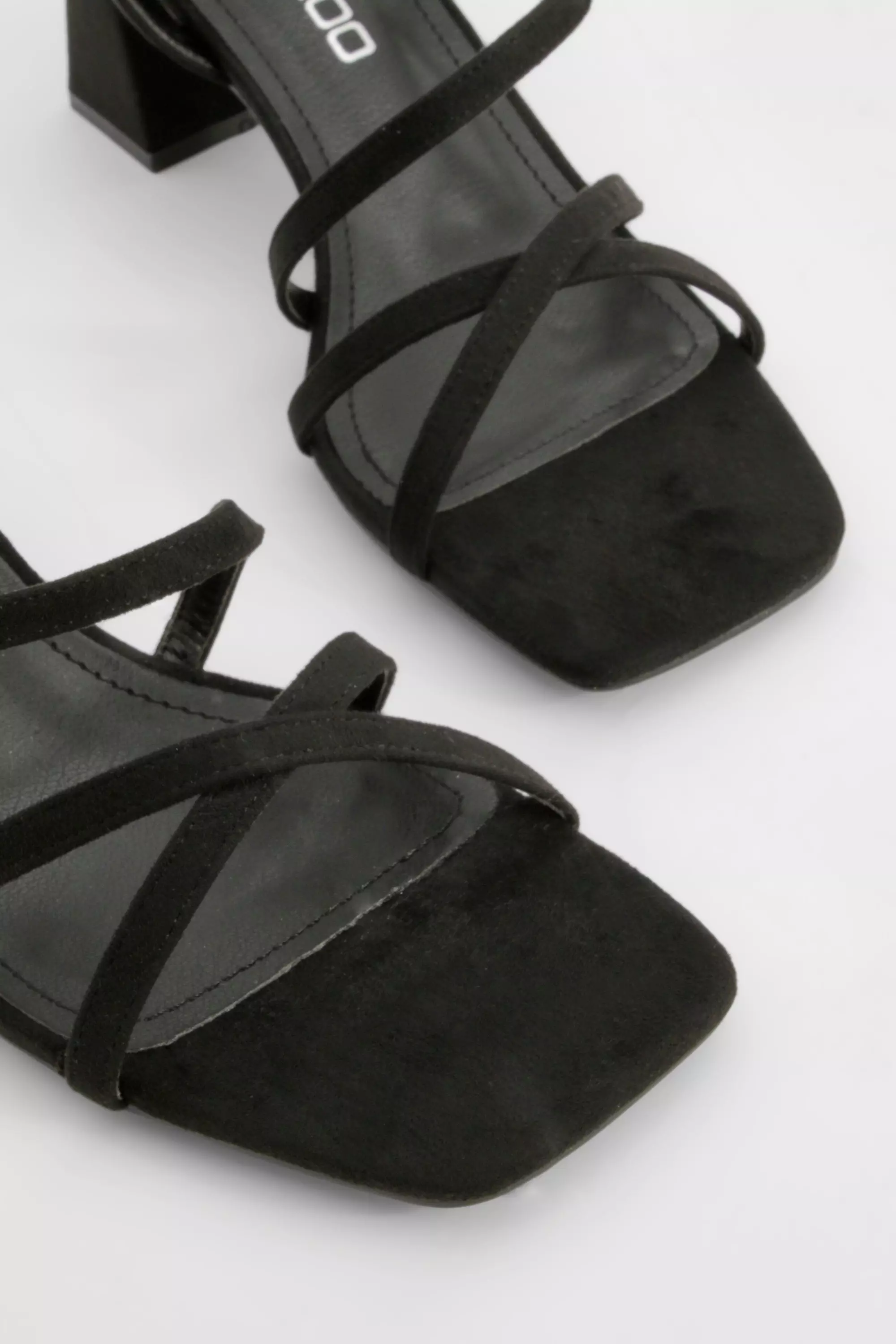 Black Asymmetric Strappy Low Block Heels alternative image