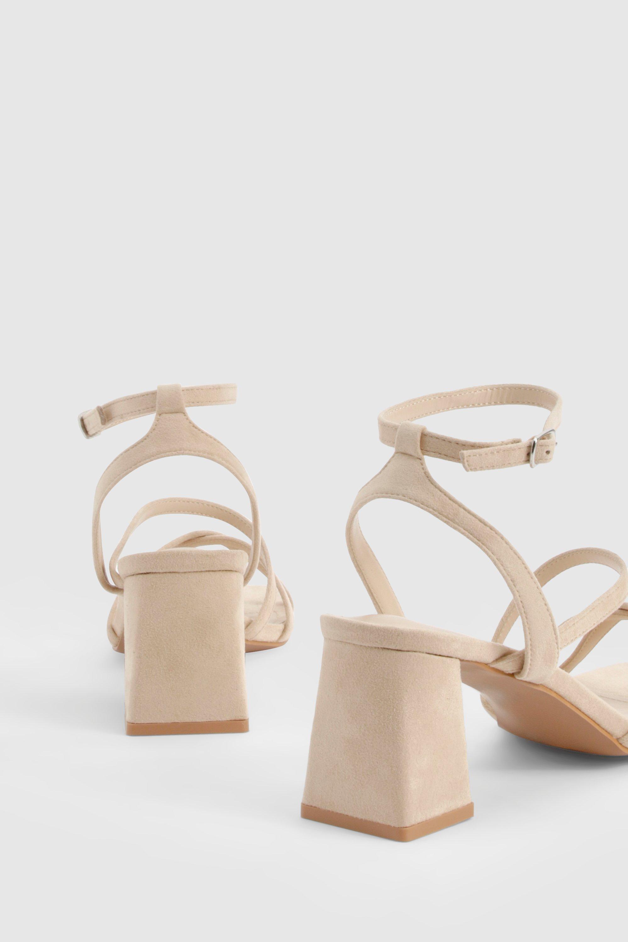 Asymmetric Strappy Low Block Heels