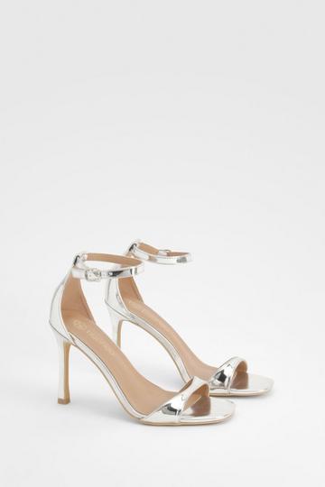 Silver High 2 Part Barely There Heels