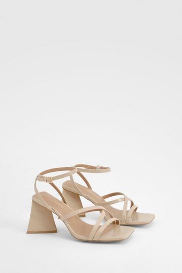 Wide Width Flared Heel Crossover Sandals nude