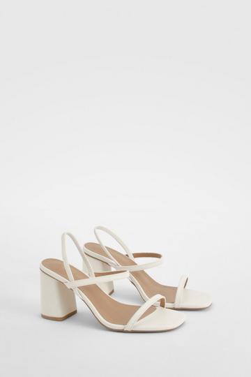 White Wide Fit Elasticated 2 Part Block Heels