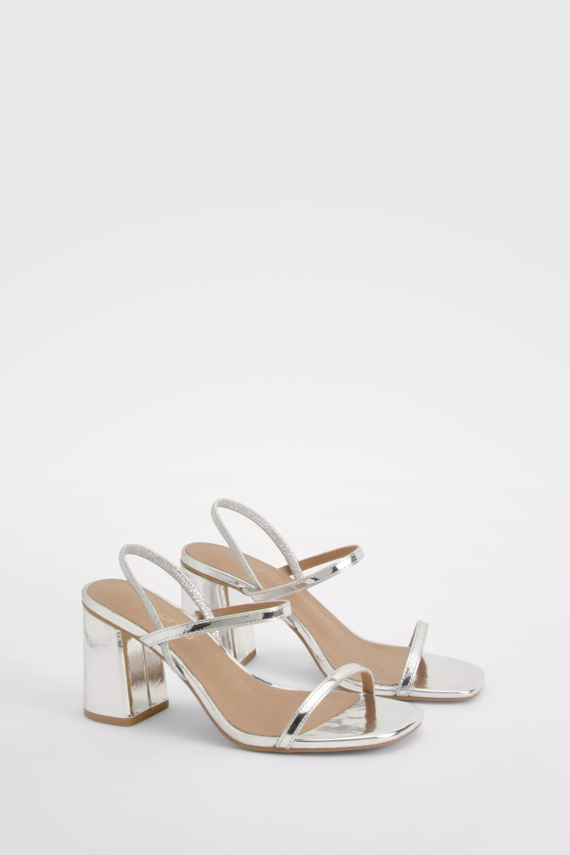 Silver Wide Fit Elasticated 2 Part Block Heels alternative image