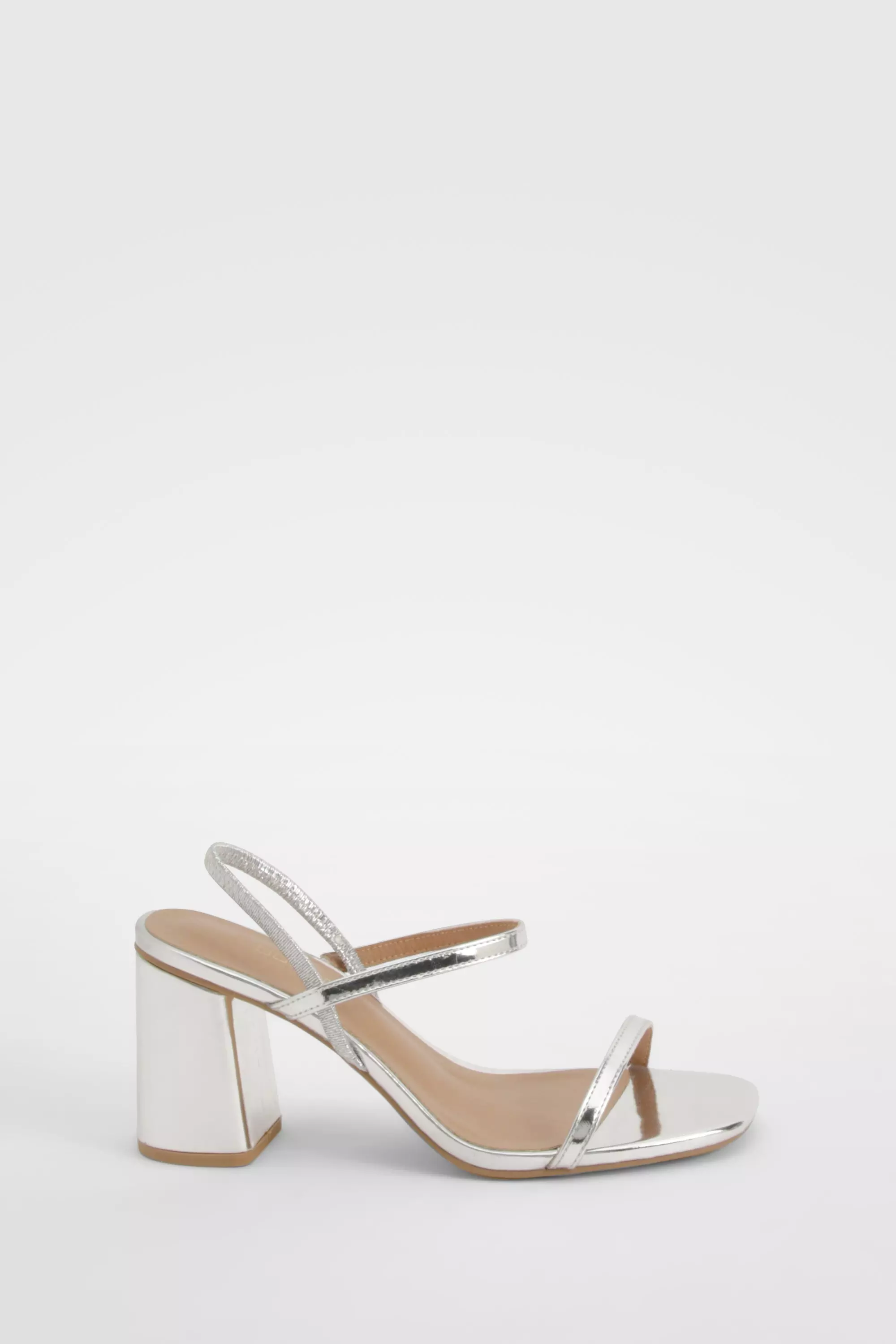 Silver Wide Fit Elasticated 2 Part Block Heels alternative image