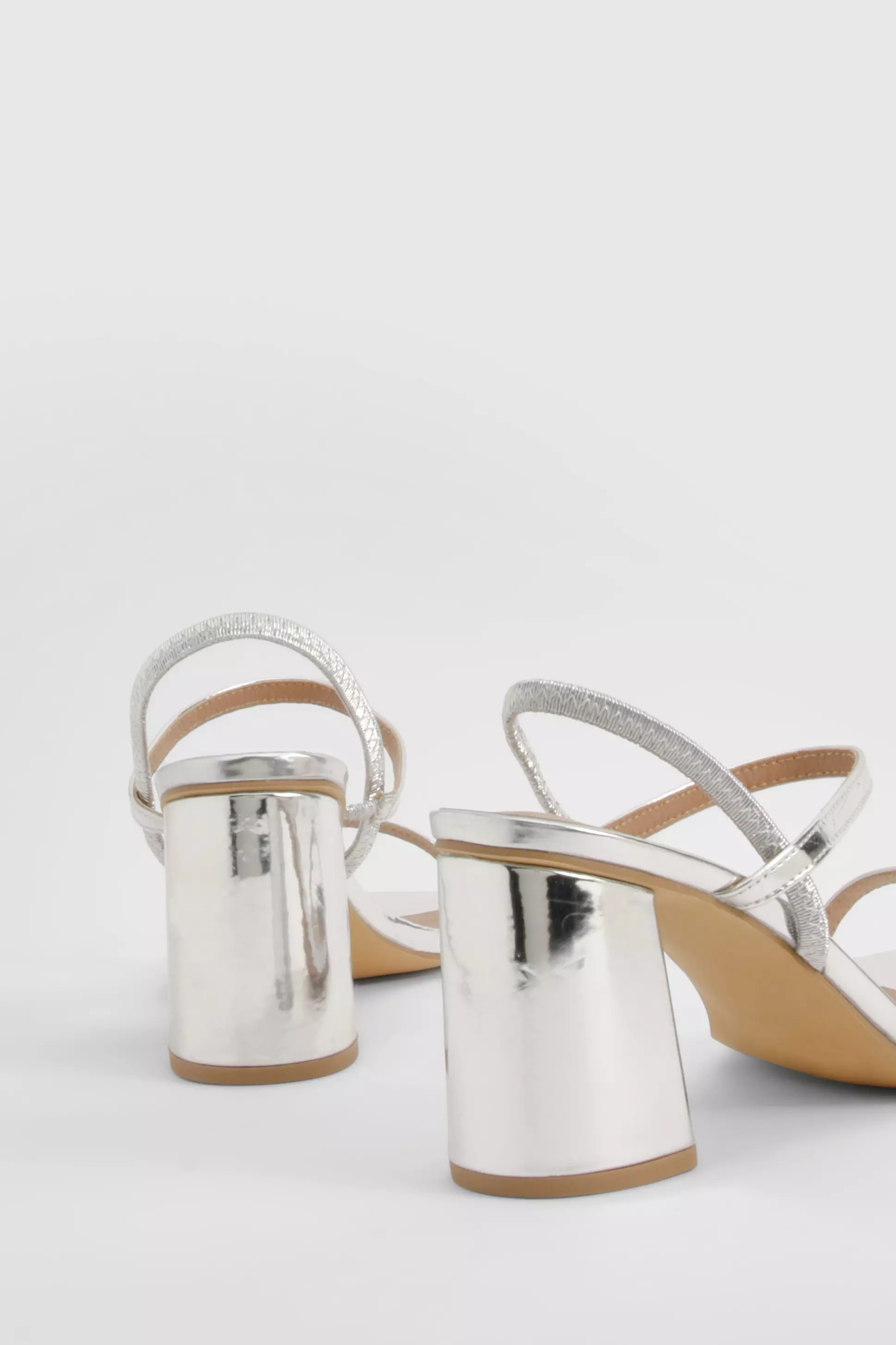 Silver Wide Fit Elasticated 2 Part Block Heels alternative image