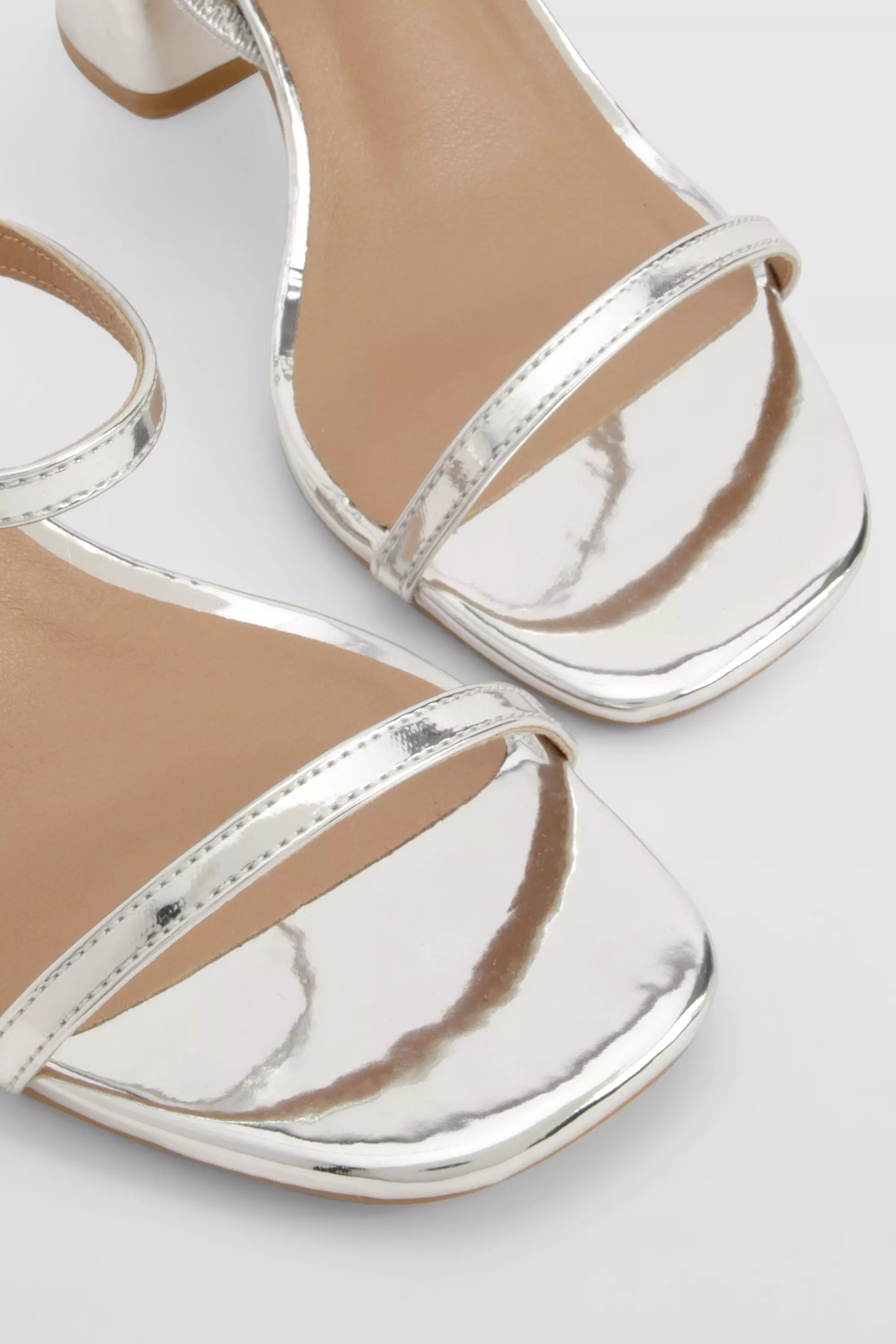 Silver Wide Fit Elasticated 2 Part Block Heels alternative image