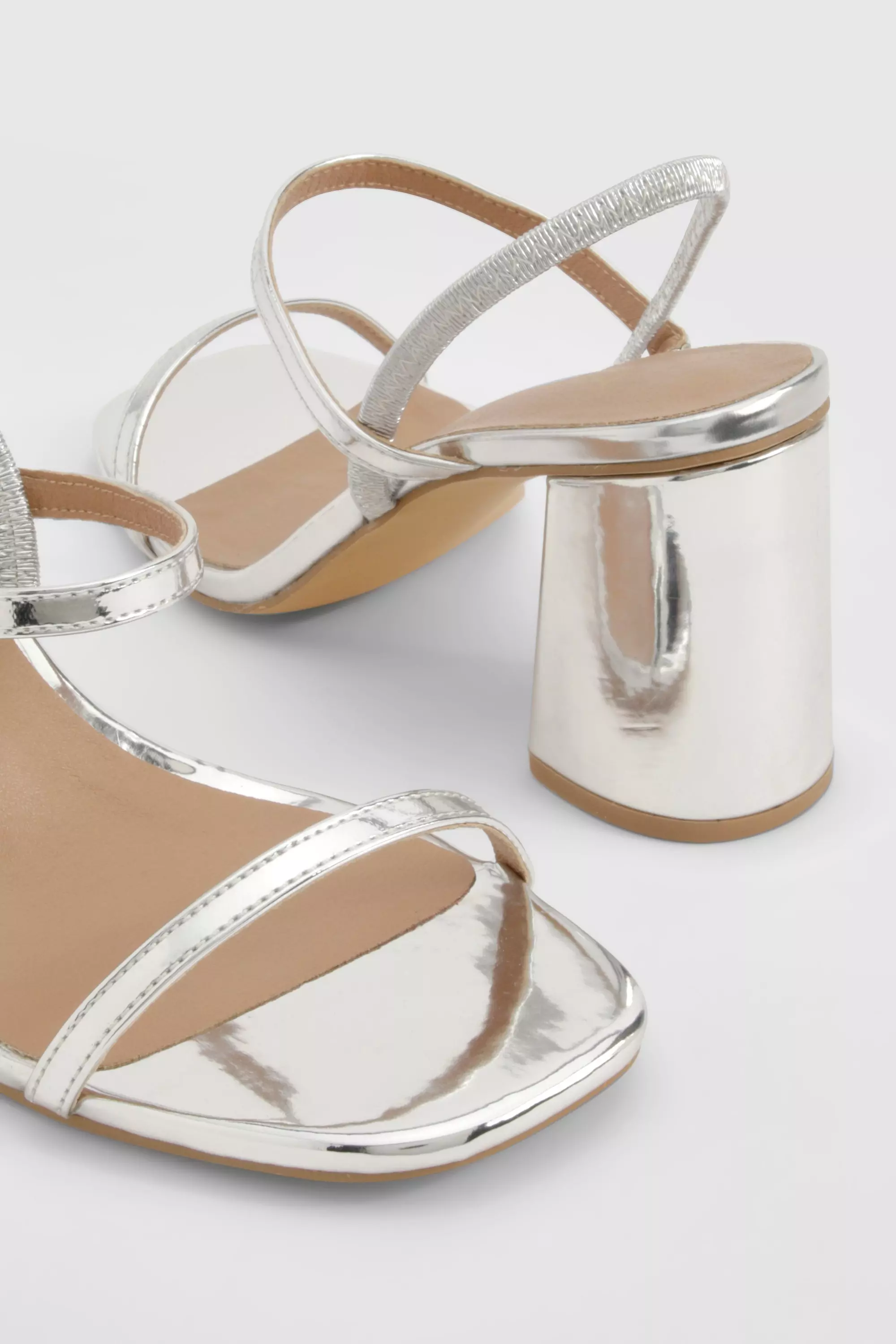 Silver Wide Fit Elasticated 2 Part Block Heels alternative image