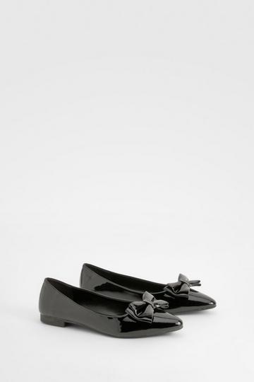 Wide Width Bow Pointed Toe Ballerina black