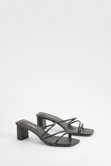 Strappy Low Block Heel Mule black