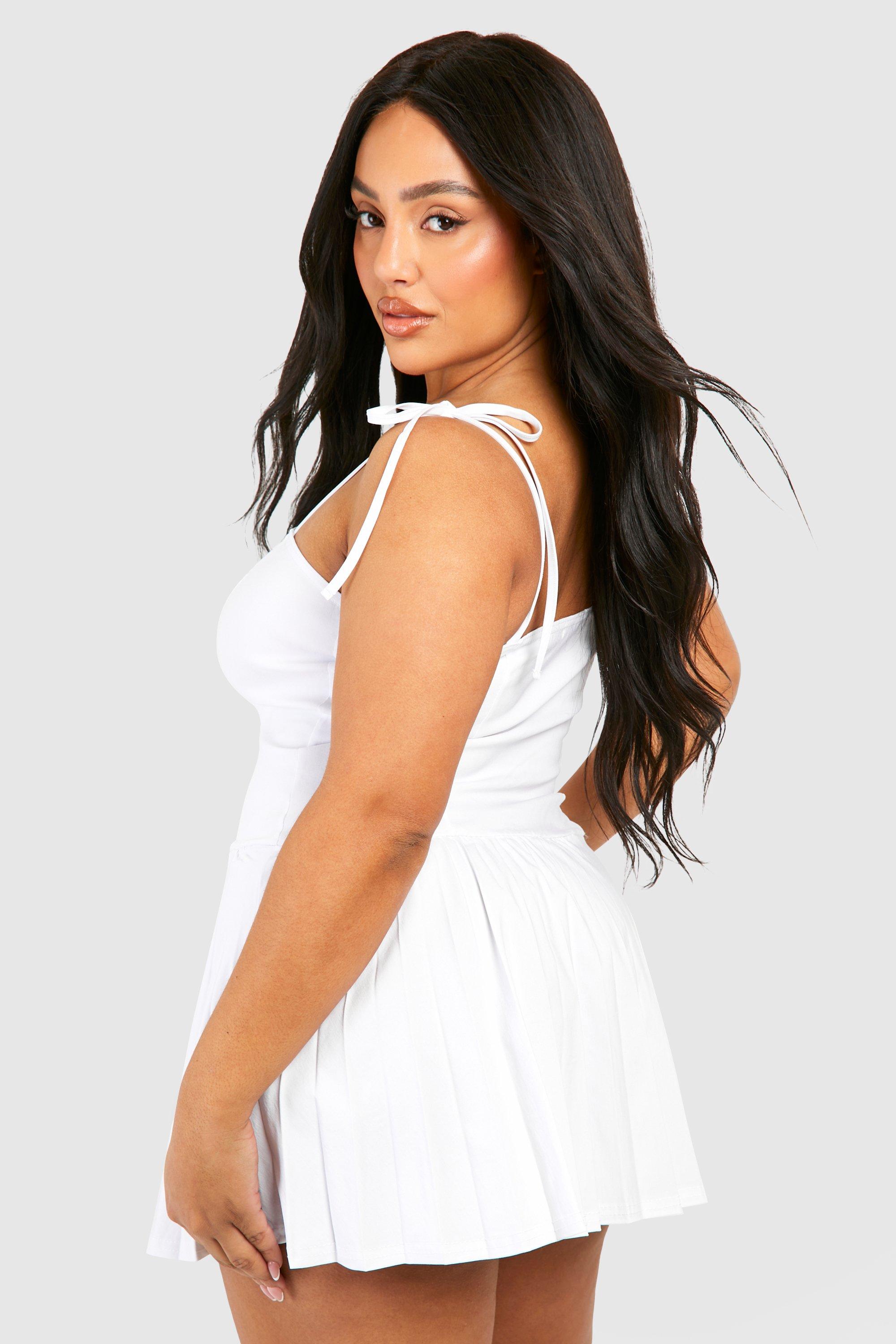 White dress boohoo plus hotsell