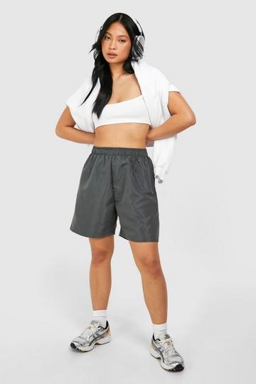 Petite Longline Parachute Shorts charcoal