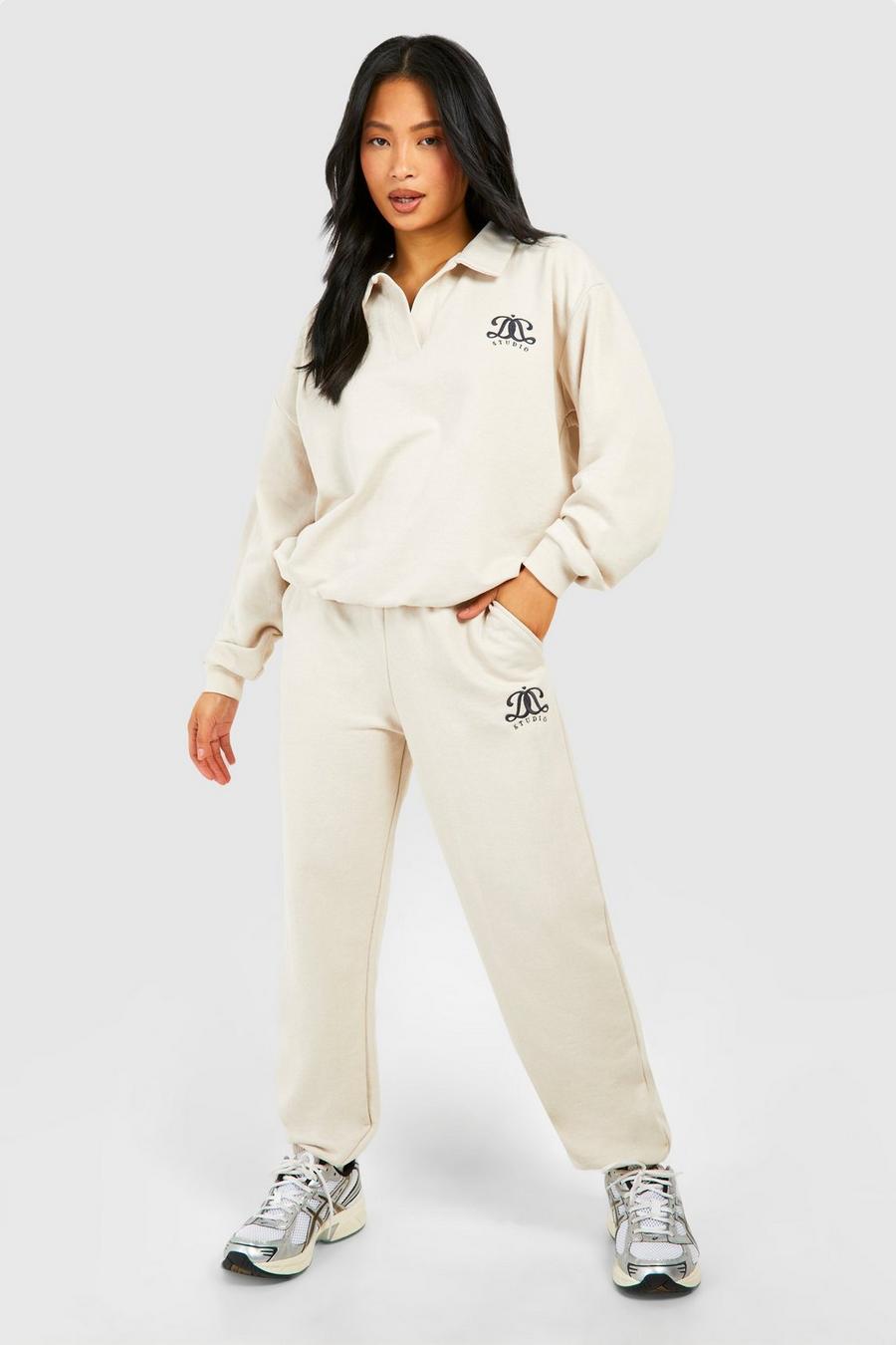 Stone Petite Rugby Sweatshirt Embroidered Tracksuit