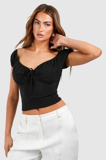 Bengaline Cap Sleeve Corset black