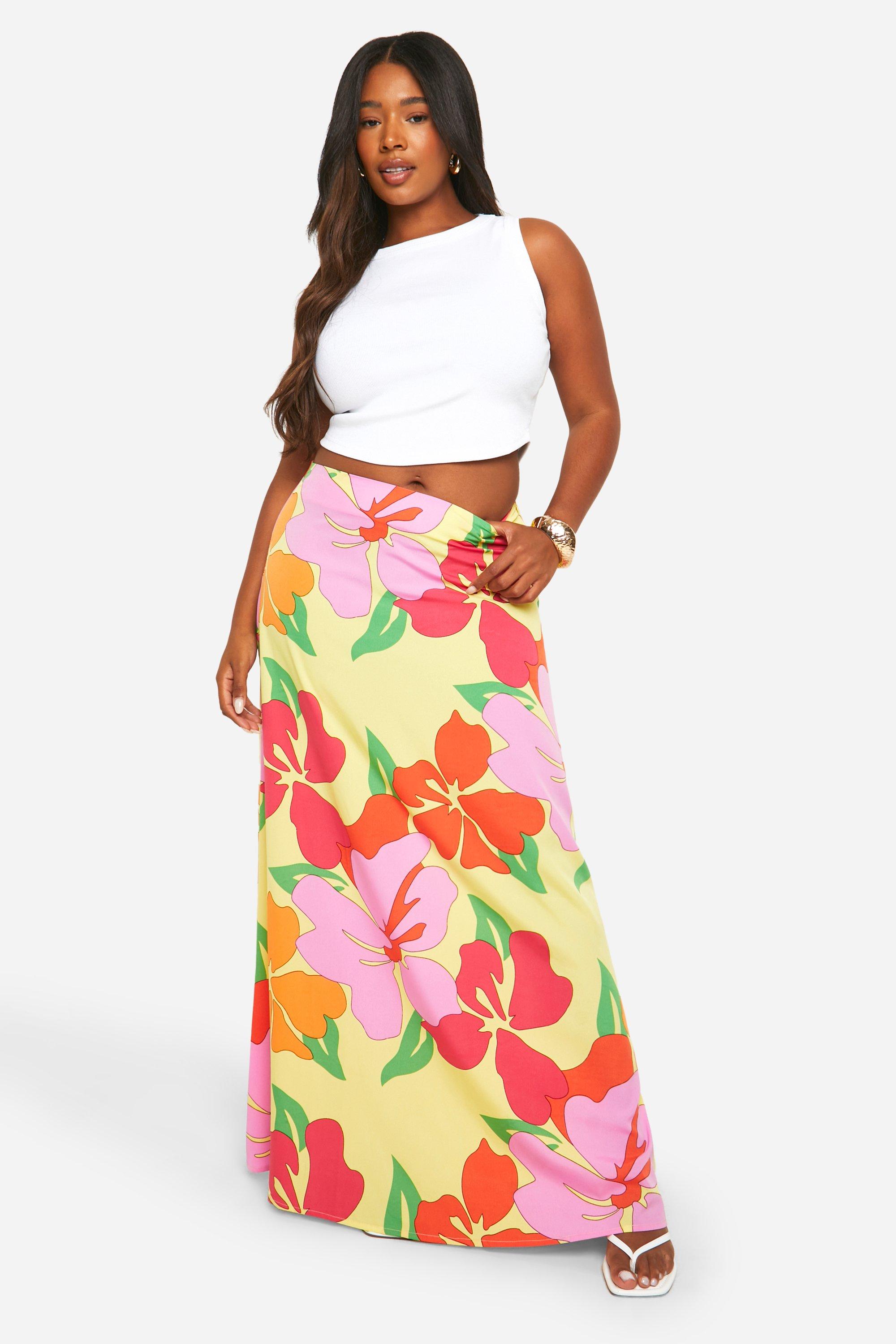 Plus Floral Maxi Slip Skirt 1 boohoo NZ