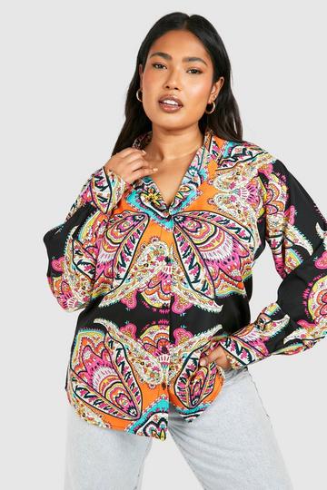 Black Plus Paisley Oversized Shirt