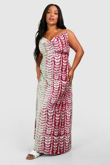 Plus Tie Dye Cowl Maxi Dress pink