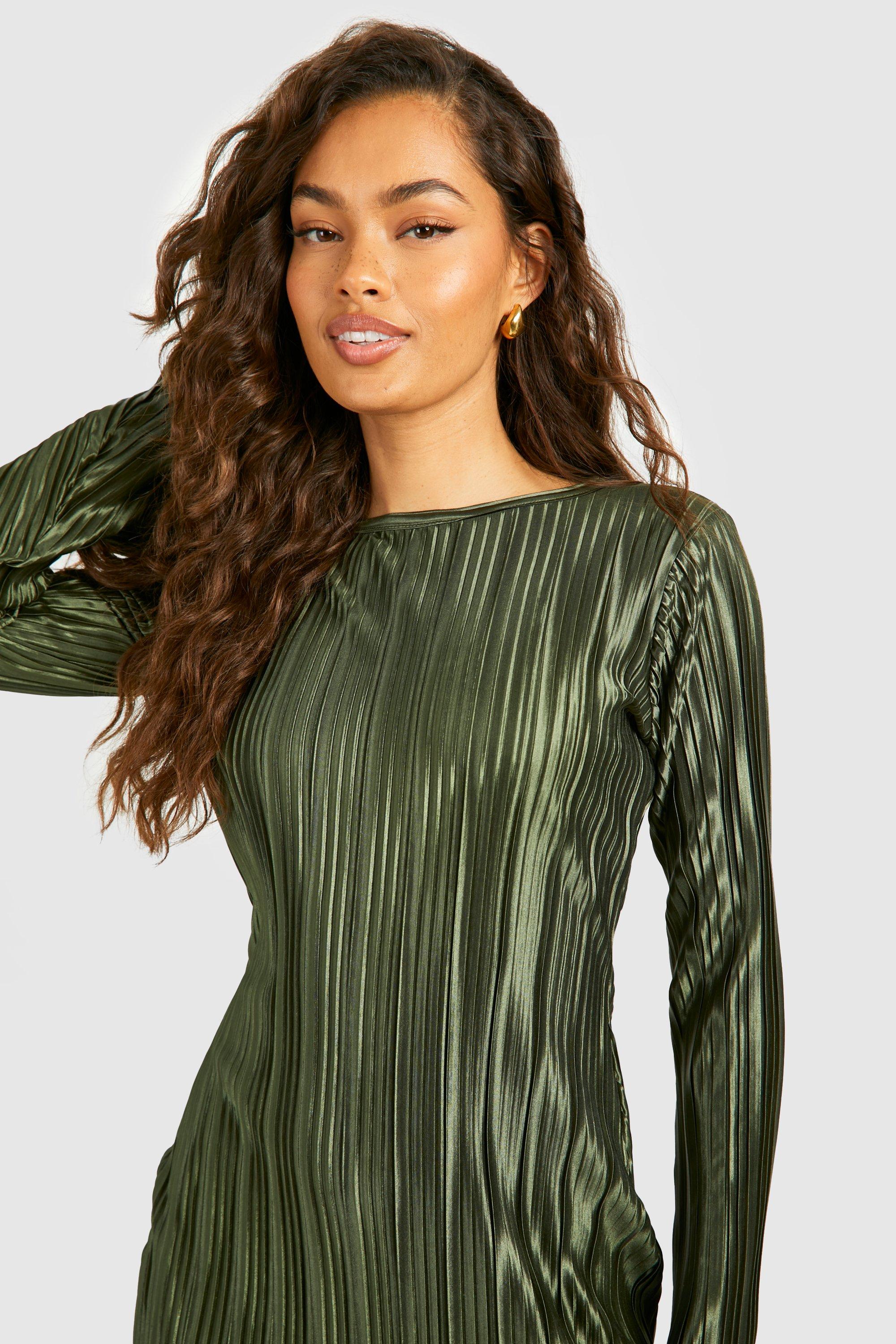 Flare Sleeve Plisse Shift Mini Dress boohoo NZ