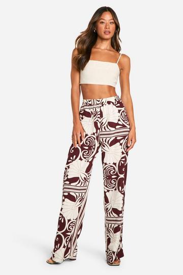 Tall Printed Wide Leg Pants dark brown