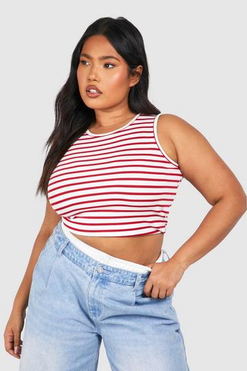 Plus Rib Racer Stripe Tank red