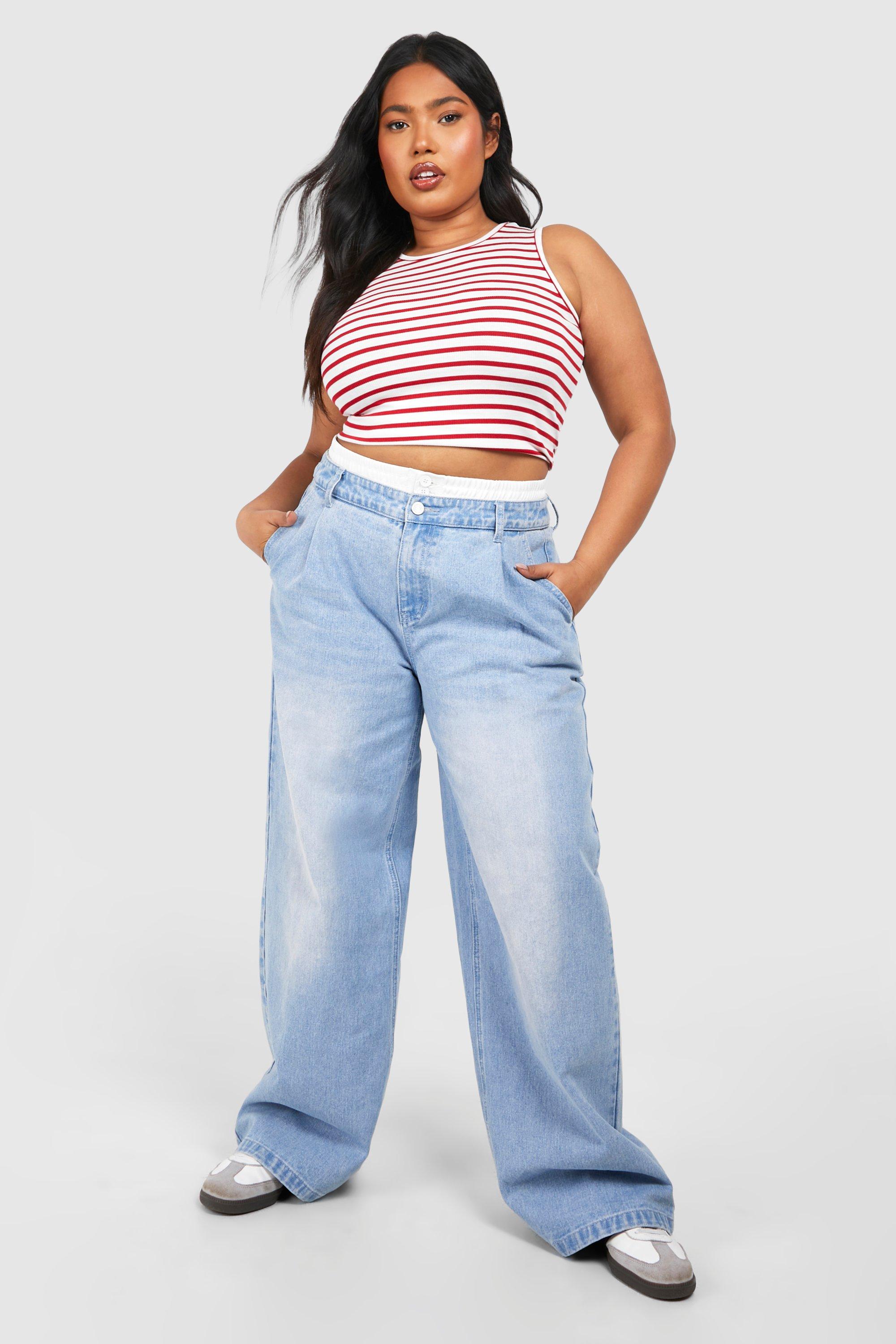 Plus Rib Racer Stripe Vest boohoo