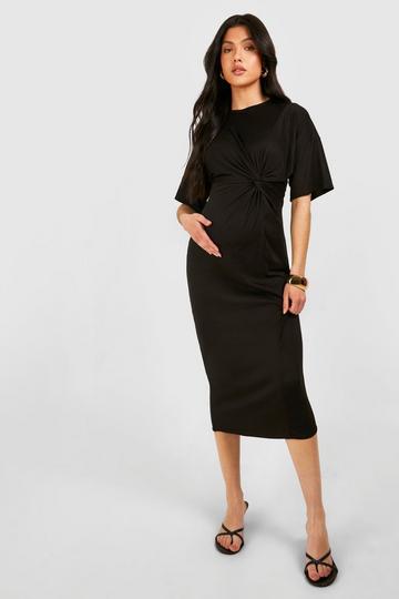 Maternity Knot Supersoft Midaxi Dress black