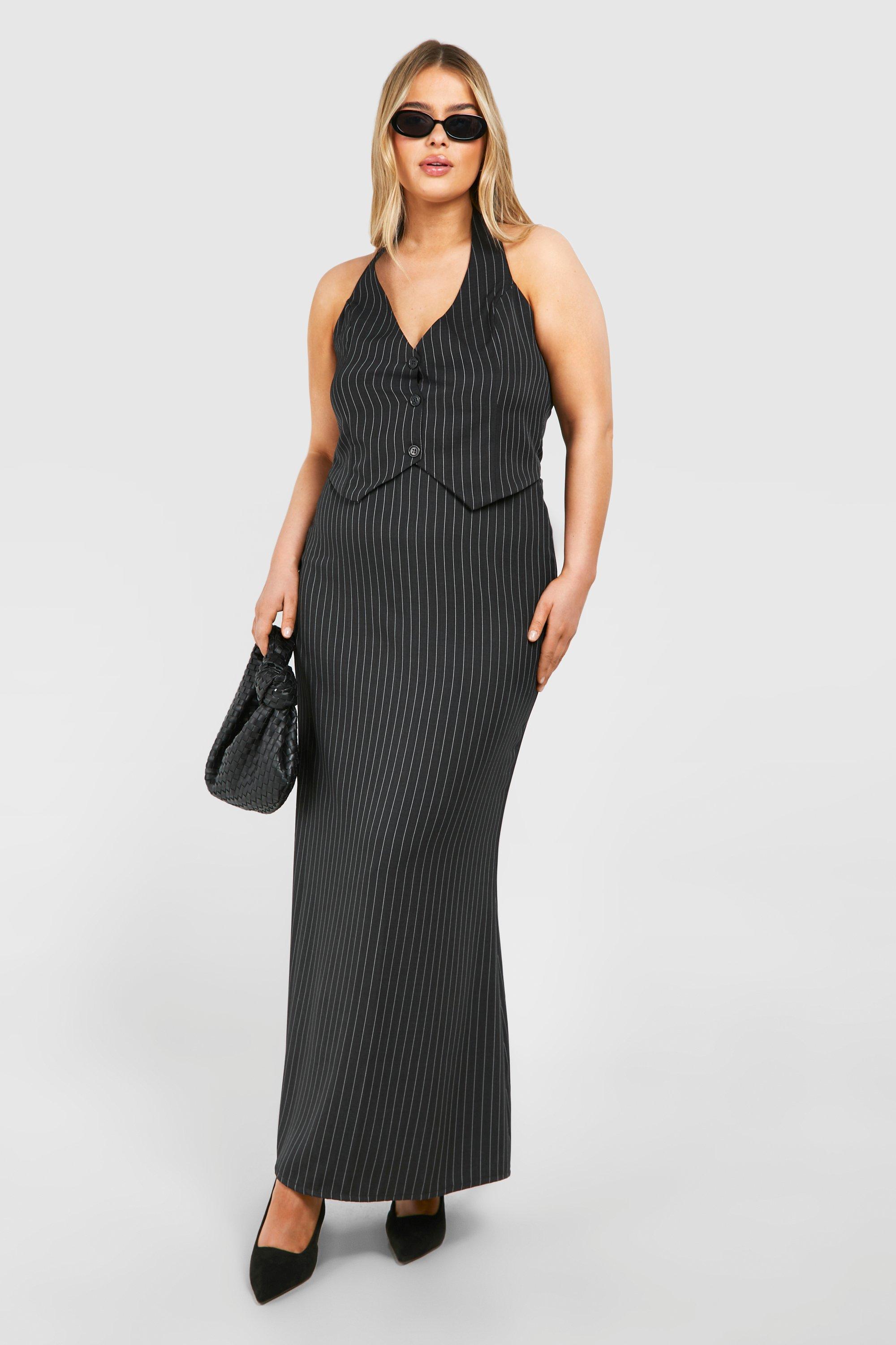 Grande taille Jupe longue de tailleur a rayures fines boohoo FR