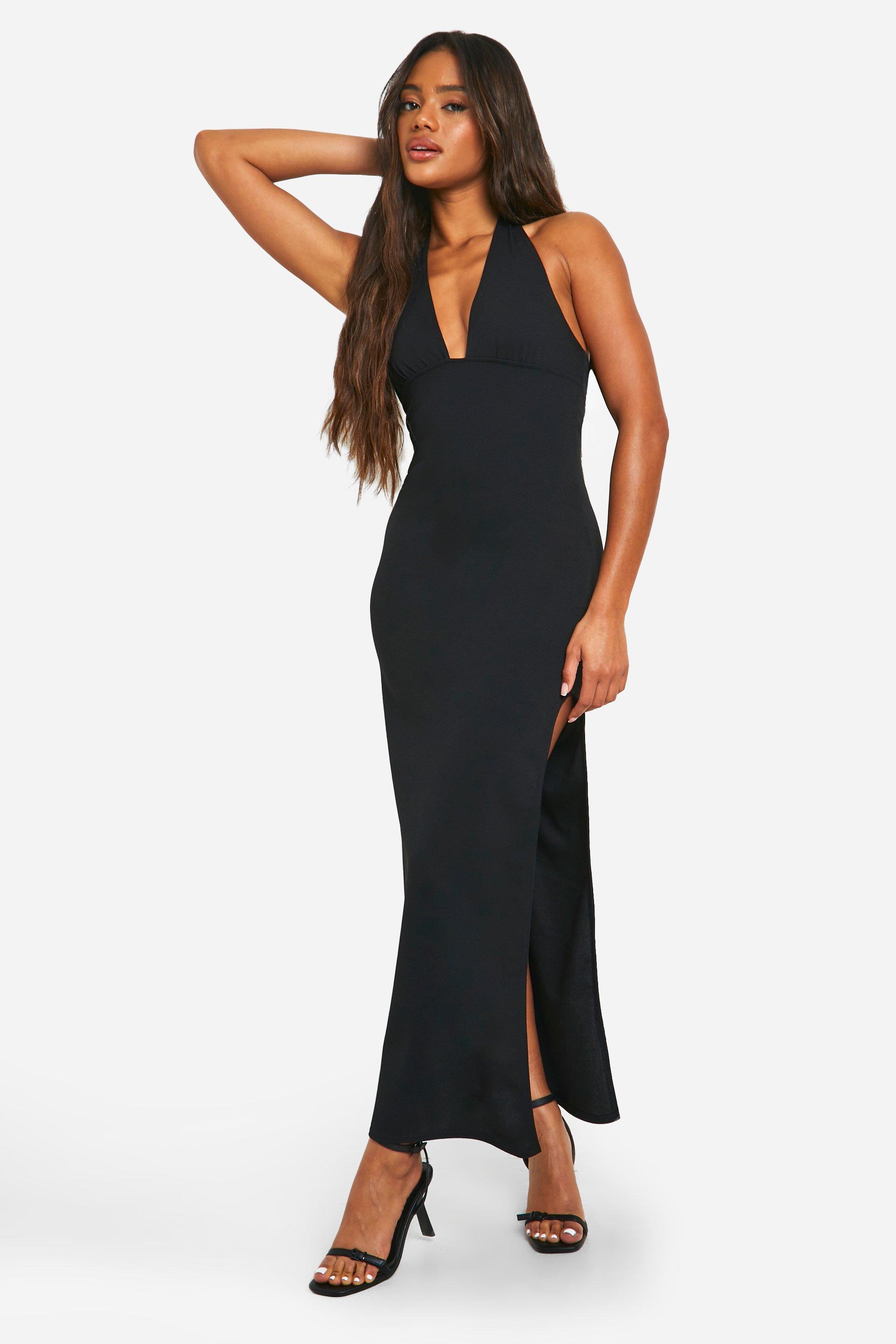 Plunge Crepe Split Leg Maxi Dress boohoo DK