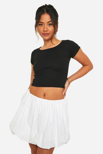 Cotton Poplin Puffball Mini Skirt white