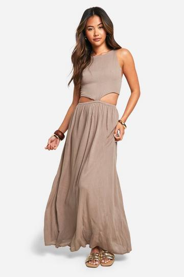 Cheesecloth Cut Out Maxi Dress mushroom