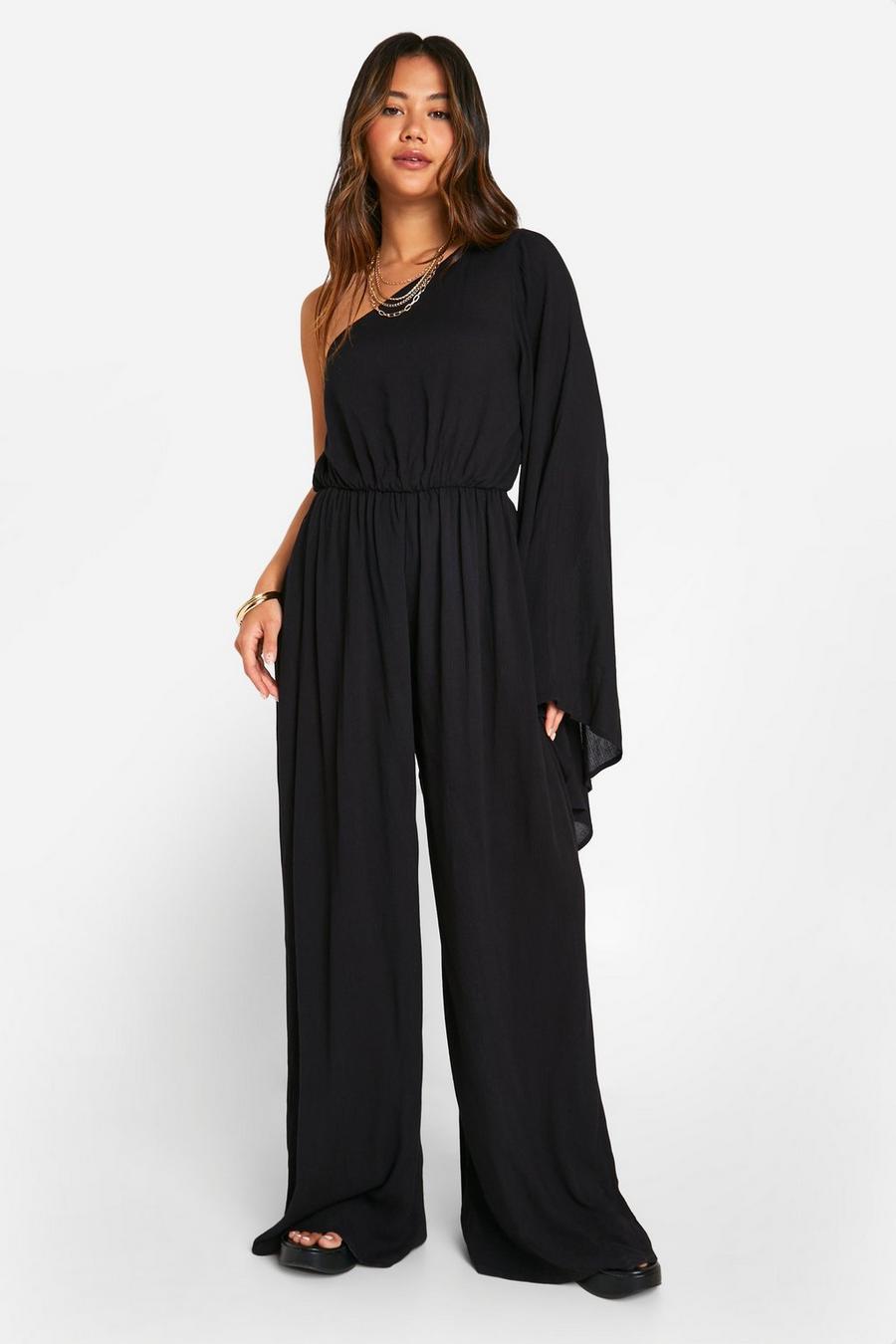 Black Flare Sleeve Cheesecloth Jumpsuit