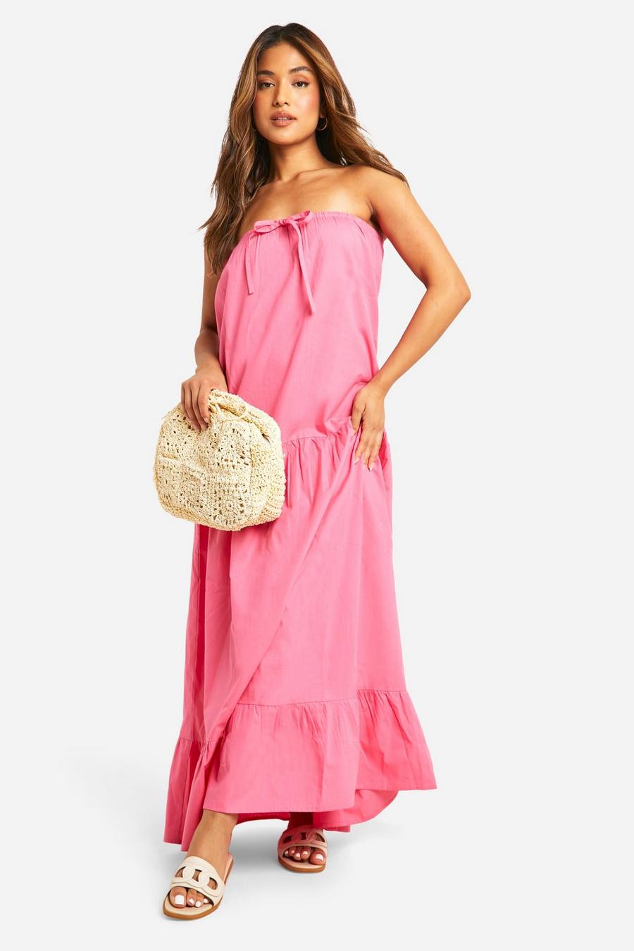 Pink Petite Bandeau Trapeze Maxi Dress image number 1