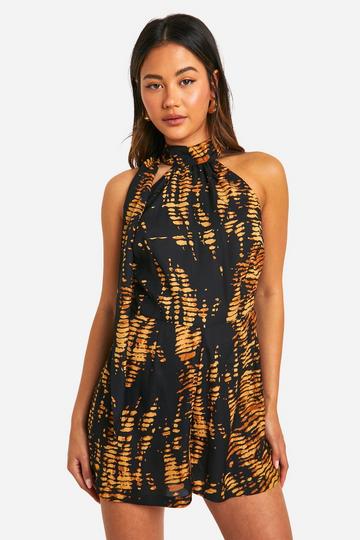 Tie Dye Halterneck Playsuit black