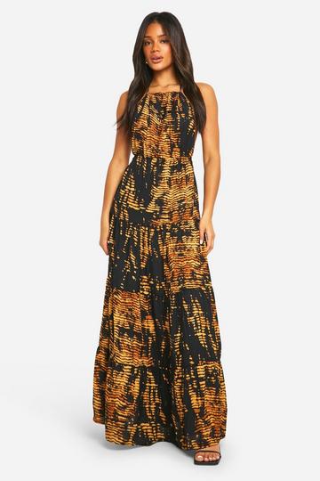 Tie Dye Maxi Jurk Met Halter Neck black