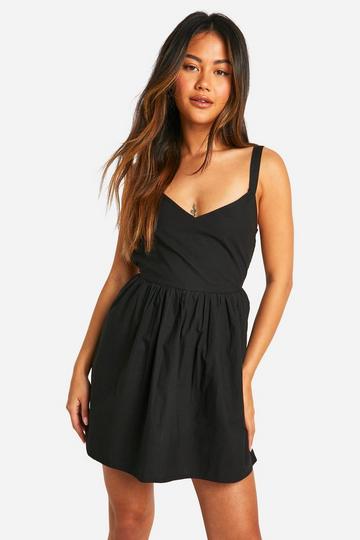 Cotton Poplin Cross Back Smock Dress black