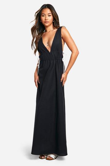 Contrast Tie Maxi Dress black