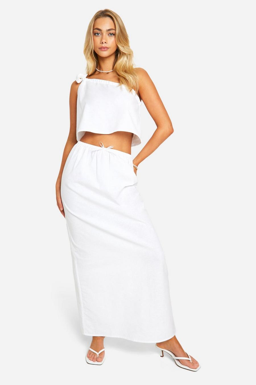 White Cotton Maxi Skirt image number 1