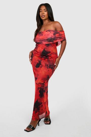 Plus Bardot Floral Maxi Dress floral