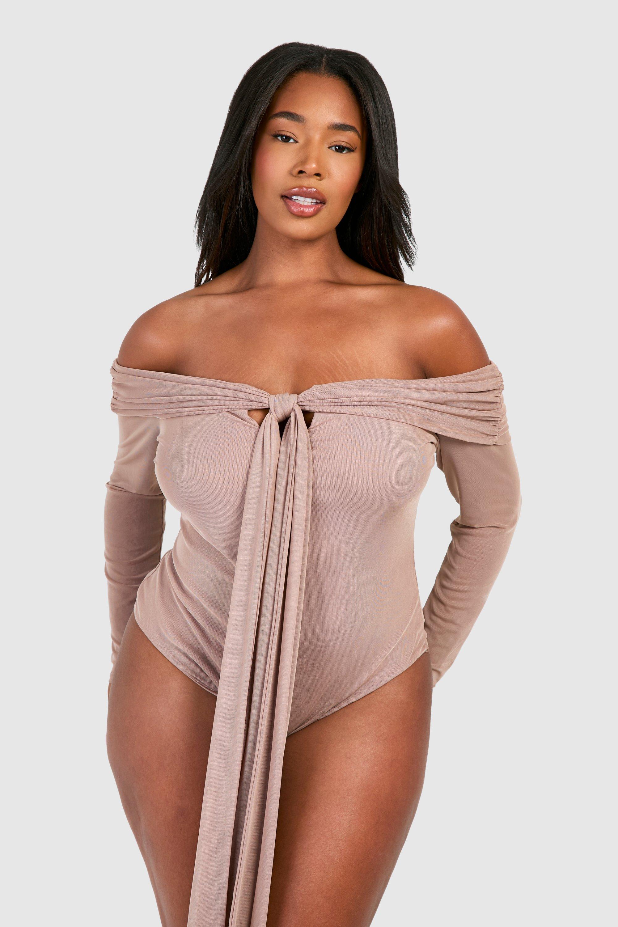 Plus Long Sleeve Keyhole Bodysuit boohoo NZ