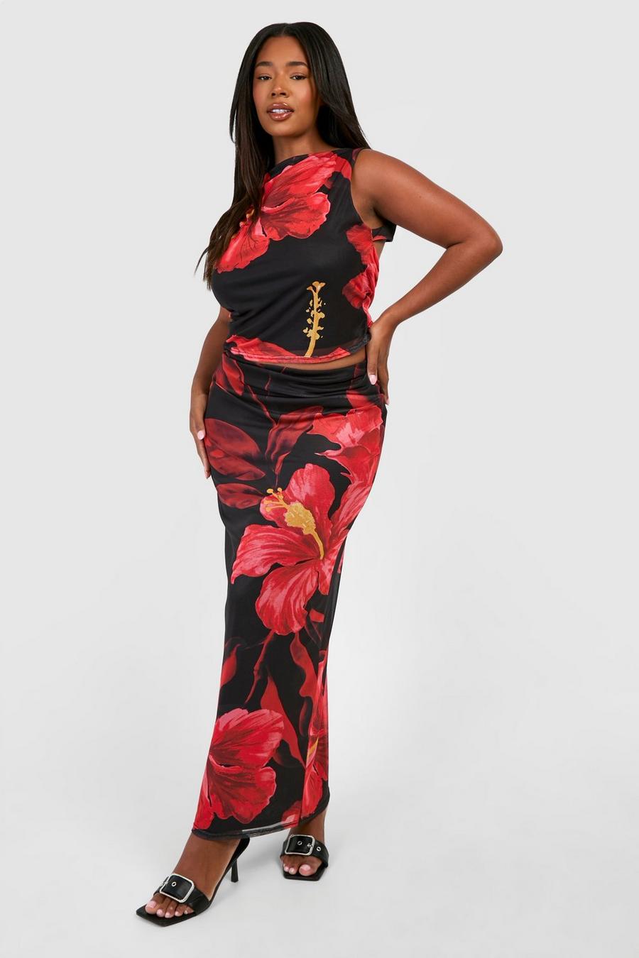 Gonna maxi Plus Size a fiori, Floral image number 1