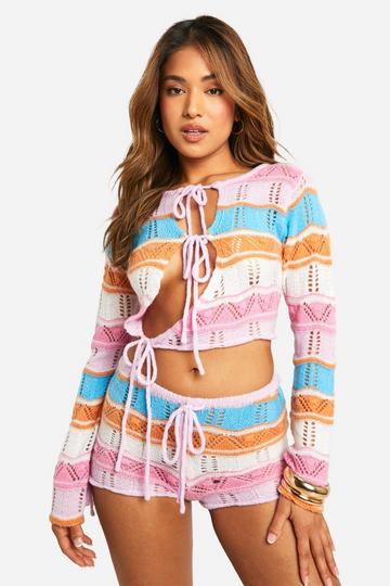 Petite Stripe Cut Out Knit Top multi