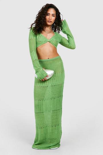 Petite Gebreide Maxi Rok green