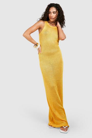 Petite Sequin Knit Maxi Beach Dress yellow