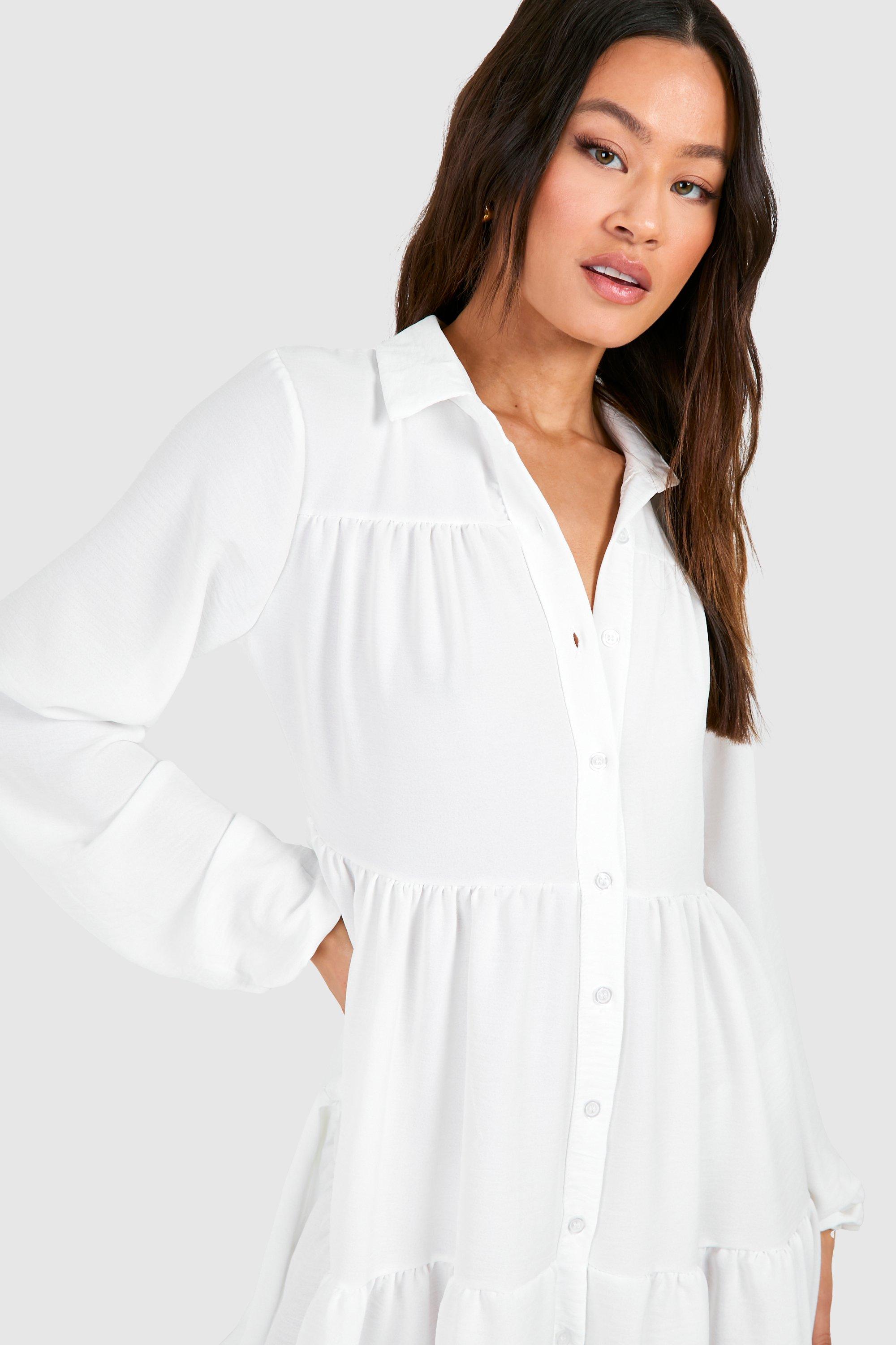 Tall Woven Hammered Smock Dress boohoo IE