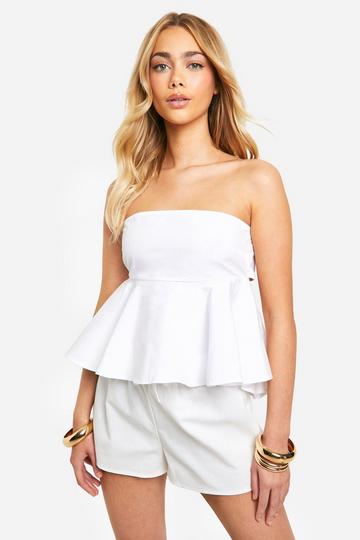 White Cotton Poplin Bow Tie Back Smock Top