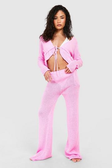 Petite Knit Wide Leg Pants candy pink