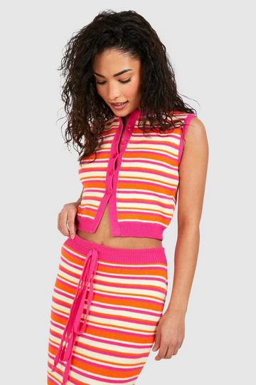 Petite Stripe Knit Button Tank Top multi