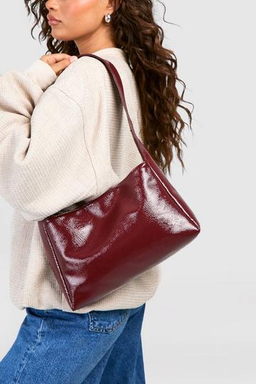 Textured Patent Shoulder Bag red